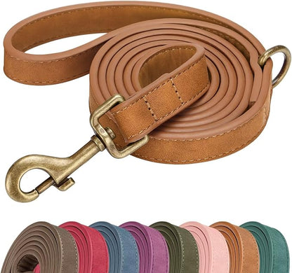 Didog Stylish PU Leather Dog Leash for Medium Dogs, Easy to Clean 5ft Dog Leashes for Large Dogs, Fashionable and Elegant for Walking, Running and Training,Light Brown, M