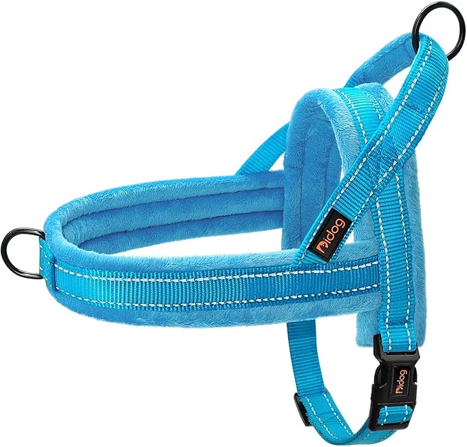 Didog Soft Flannel Padded Dog Vest Harness, No Pull/Quick Fit Reflective Dog Strap Harness, Easy for Training Walking (XS:Chest 15-18", Blue)