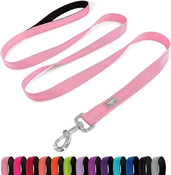 Dog Leash 6 FT Padded Handle Nylon Reflective Dogs Leashes for Large Dogs Pink