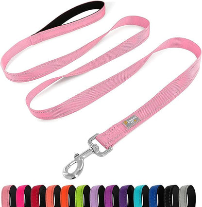 Dog Leash 6 FT Padded Handle Nylon Reflective Dogs Leashes for Medium Dogs Pink