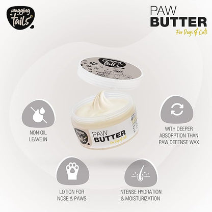 Wagging Tails 6-in-1 Paw Butter for Dogs & Cats, 1.76 fl oz (Pack of 2) Turmeric & Honey-Infused Lick-Safe Balm | Relieves Elbow & Paw Discomfort, Repairs Cracks, Moisturizes Pads & Softens Snouts