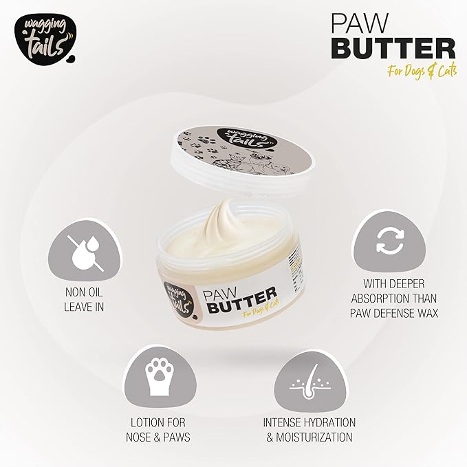 Wagging Tails 6-in-1 Paw Butter 1.76 fl oz for Dogs & Cats | Made with Natural Ingredients Turmeric Extracts, Shea Butter, Bees Wax, | Heals Cracked Paws, Elbows & Dry Itchy Snout