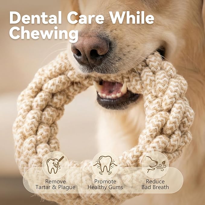 IRRESTRICO Durable Puppy Chew Toys for Teething, Tough Rope Toys for Small and Medium Dogs, Training Chew Rope, L Size