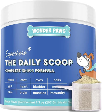 Premium 12-in-1 Multivitamin Powder for Dogs Food Topper – Daily Scoop Multivitamin Dog Supplement for Joints, Digestion, Skin, Heart & Immunity – Probiotics, Collagen, Glucosamine, Mushrooms–7.3oz