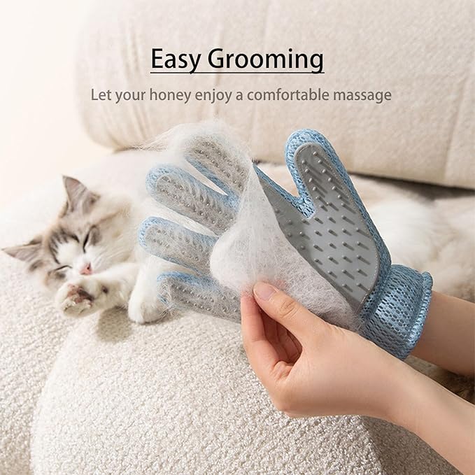 Natunofu Pet Hair Remove Glove for Dogs & Cats,2-in-1 Massage Grooming Tool, Efficient Deshedding Brush with Soft Spikes, Gentle Fur Removal and Cleaning Glove for Shedding Control