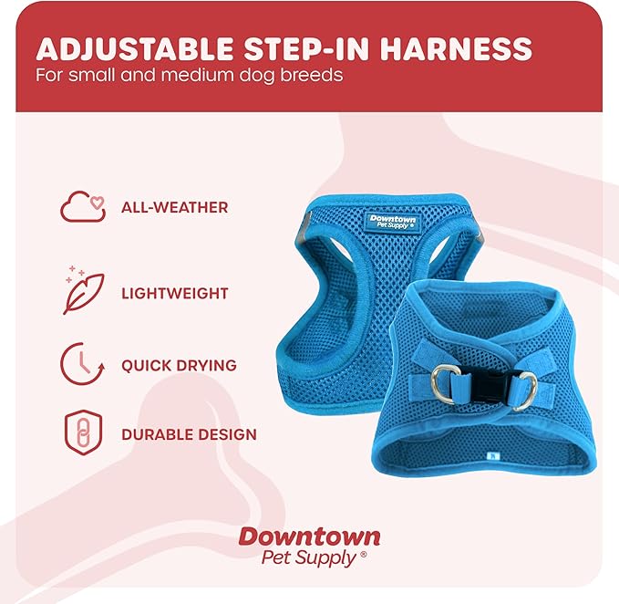 Downtown Pet Supply Step in Dog Harness No Pull, X-Large, Cobalt - Adjustable Harness with Padded Mesh Fabric and Reflective Trim - Buckle Strap Harness for Dogs