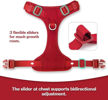 No Pull Dog Harness for Small Medium Large Dogs - Adjustable 2 Layer Mesh Dog Vest with Dual Clip, Escape Proof, Quick Release, Lightweight Breathable Mesh for Walking Hiking (Burgundy Red,XL)