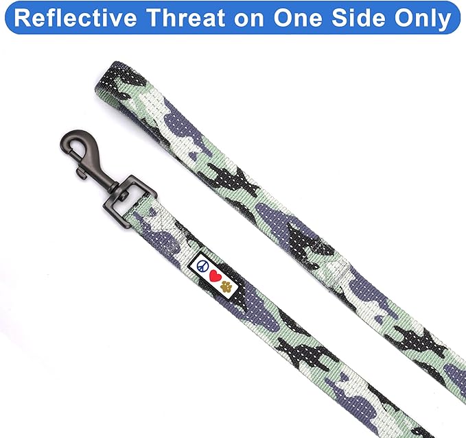 Pawtitas Camo Grey Dog Leash 6 ft M/L Reflective Durable Lightweight Dog Lead for Medium or Large Dogs and Puppies