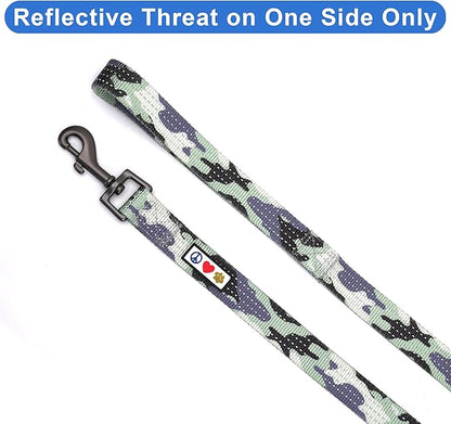 Pawtitas Camo Grey Dog Leash 6 ft M/L Reflective Durable Lightweight Dog Lead for Medium or Large Dogs and Puppies