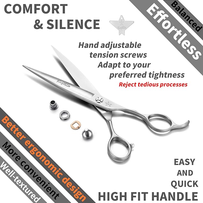 High-end Professional Dog Grooming Scissors Pet Grooming Shears 7 Inches Extremely Very Sharp Made Of Stainless Steel Alloy By Hand For Dog Cat Groomer