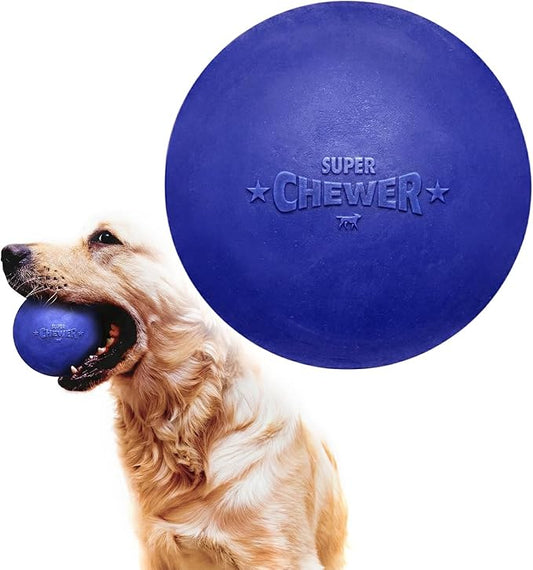 SuperChewer Tough Dog Ball Toy | Lifetime Replacement | Strong Natural Rubber | Great Dog Fetch Toy | Chew Toys for Dogs | Ultra Durable Chew Toys for Aggressive Chewers | Large Breed Tested