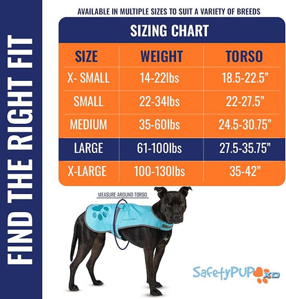 SafetyPUP XD Dog Reflective Vest – Hi-Vis Fluorescent Visibility That Helps to Safeguard Your Pet On/Off Leash in Urban & Rural Areas (Teal, Large)