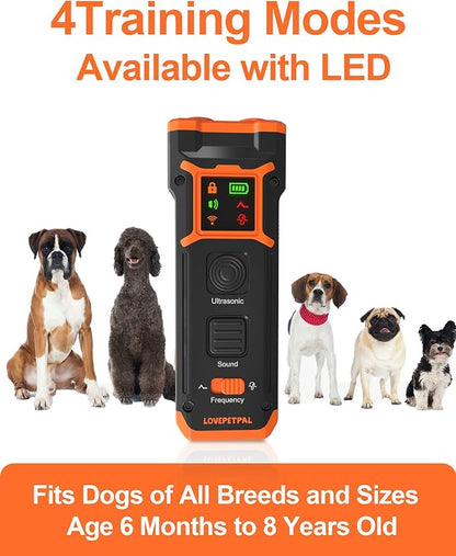 Dog Training Bark Deterrent Device, Anti-Barking Device with HD Display and LED Flashlight for Dogs, Stop Bad Behavior Without Yelling or Swatting, Ultrasonic Stopper Alternative to Shock Collar