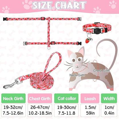 2 Pack Cat Harness and Leash, Escape Proof Adjustable Cat Harness with Leash Collar, Lightweight Soft and Comfortable, for Small Medium Cats Safe Walking and Travel