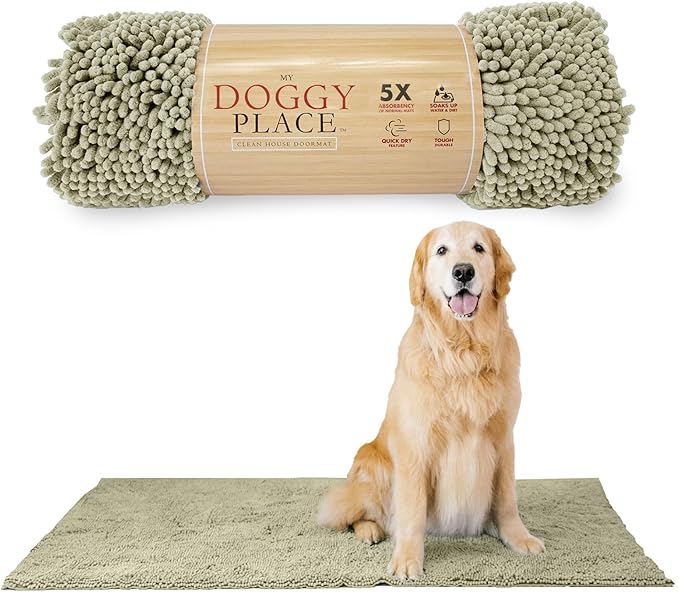 My Doggy Place Dog Mud Mat, 60" x 36" Oatmeal – Thick Microfiber Entry Rug for Snow, Mud & Salt – Absorbent, Quick-Dry, Washer-Safe & Non-Slip, X-Large