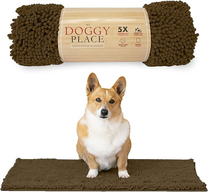 My Doggy Place Dog Mud Mat, 31" x 20" Brown – Thick Microfiber Entry Rug for Snow, Mud & Salt – Absorbent, Quick-Dry, Washer-Safe & Non-Slip, Medium