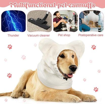Clysee Winter Dog Hats Quiet Ears for Dogs Ear Muffs Pet Neck Warmer Scarf Hoodie Noise Protection Cover Beanie Head Wrap Costume for Pet Dog Cats(Apricot,S)