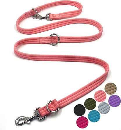Dog Leash-Multifunctional Double Ended,for Obedience Training Or Distance Work Easy to Use,Lightweight,Soft&Durable Convertible Hands Free,Crossbody,Over Shoulder (Pink, 2M*2.5CM)