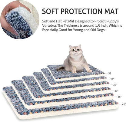 Mora Pets Dog Bed Crate Pad Ultra Soft Pet Bed with Cute Star Print Washable Crate Mat for Large Medium Small Dogs Reversible Fleece Dog Crate Kennel Mat Cat Bed Liner 35 x 22.8 inch Dark Blue