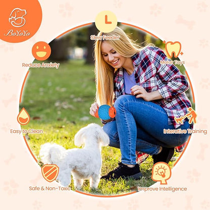 BoYoYo Interactive Dog Toys Treat Dispenser - Slow Puzzle Feeder for Large Dogs, Mental Stimulation for Anxiety Relief & Boredom
