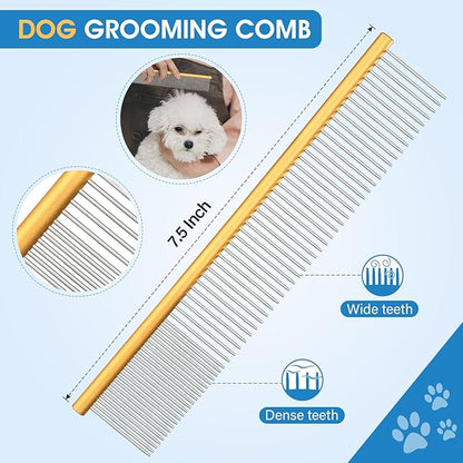JASON Professional Dog Grooming Scissors Set - 6 in 1 Sharp Shears Set With 7" Thinning, Chunker, Straight, Curved Shears and Comb for Cat Pet, Rosegold