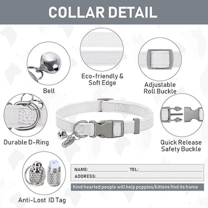 GAMUDA Small Pet Harness Collar and Leash Set, Step in No Chock No Pull Linen Fabric Soft Mesh Dog Vest Harnesses Reflective for Dogs Puppy Cats Kitten Rabbit (White, S)