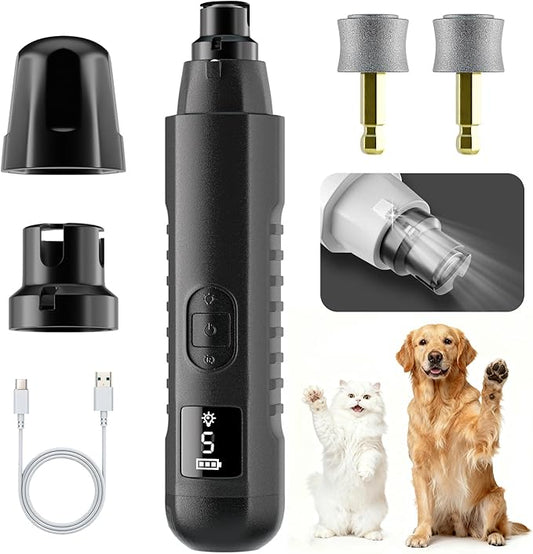 MOONEON 2026 New Silent Groom Pro Pet Nail Grinder, 5-Speed Dog Nail Grinder with Led Light, 40 db Quiet Painless Paws Grooming for Small Medium Large Dogs & Cats, USB Rechargeable