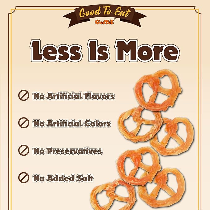 Gootoe Turkey Tendons for Dogs – All-Natural, Hypoallergenic Dog Treats, Rawhide Alternative, Long Lasting Puppy Chews, Healthy Dog Treats for Small Breeds, Pretzel (S), 6 Count Pack