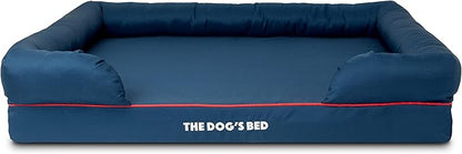 The Dog’s Bed Orthopedic Dog Bed XL Oxford Blue with Red Trim, Memory Foam, Pain Relief: Arthritis, Post Surgery, Lameness, Supportive, Waterproof Washable Cover, Veterinary Approved