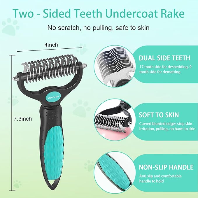 WOPQAEM 5 PCS Self Cleaning Slicker Brush & Pet Grooming Rake & Bath Brush & Nail Clippers & Pet Comb for Dogs and Cats,Professional Deshedding Dematting Tool for Long and Short Haired Pets