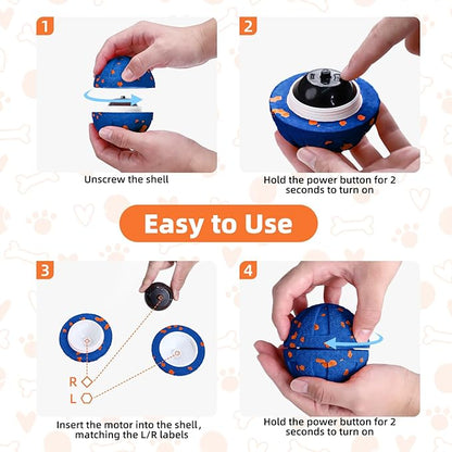 Interactive Dog Ball - Smart Dog Toy for Small & Medium & Large Dogs, Automatic Moving, Rotating & Bouncing, E-TPU Material, Interactive Dog Toys for Aggressive Chewers (Blue)