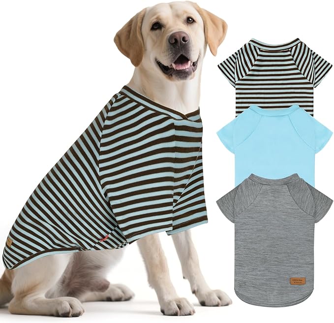 KYEESE 3Pack Dog Sweater, Soft Pet Sweatshirt Stretchy Pullover Dog Sweater for Medium Large Dogs Boy, Lightweight Fleece Pet Shirt Clothes with Sleeves, 2XL