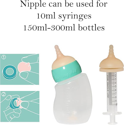 Doggiema Silicone Feeding Nipple and Syringes for All Breed of Puppies and Other Animals Dongdong pet (4 Size Nipple+6 Syringes)