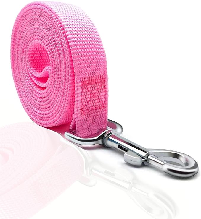 TAIAN 4FT/5FT/6FT Strong Dog Leash, Nylon Dog Leashes for Small Medium Large Dogs (3/4 in x 5 ft, Pink)