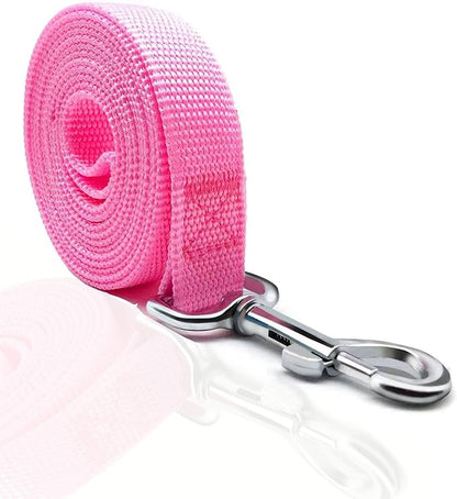 TAIAN 4FT/5FT/6FT Strong Dog Leash, Nylon Dog Leashes for Small Medium Large Dogs (5/8 in x 5 ft, Pink)
