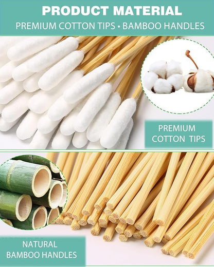 Dog Ear Swabs Bulk Pack, 800 Count – 6 Inch Bamboo Cotton Buds Refill for Professional Grooming & Multi-Pet Homes – Large Absorbent Tips for Deep Cleaning (16 Resealable Packs)