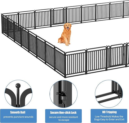 New Thickened Version Dog Playpen, 32 Inch Dog Fences for The Yard, Portable Outdoor Dog Playpen for Large/Medium/Small Dogs, Foldable Metal Dog playpen, with Doors (40 Panels, 32 Inch)