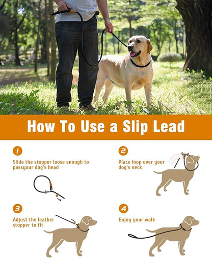 lynxking Slip Lead Dog Leash, 6 FT x 1/2" Heavy Duty Dog Loop Leashes, Comfortable Strong Rope Slip Leash for Dogs