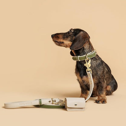 Nina Woof Rio Vegan Leather Dog Leash (4ft) Padded Luxury Lead for Dogs & Ideal Long Compatible with Dog Collars (Olive)