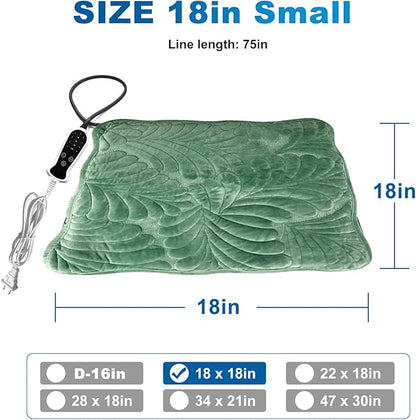 Quwzayail Pet Heating Pad for Cats Dog, Waterproof, 9 Gears and time Settings Switch, Adjustable Heated Cat Bed, Adding Wire Rope Wires Cat Warming (18.0" Lx 18.0" W x 0.5" Th, Green)