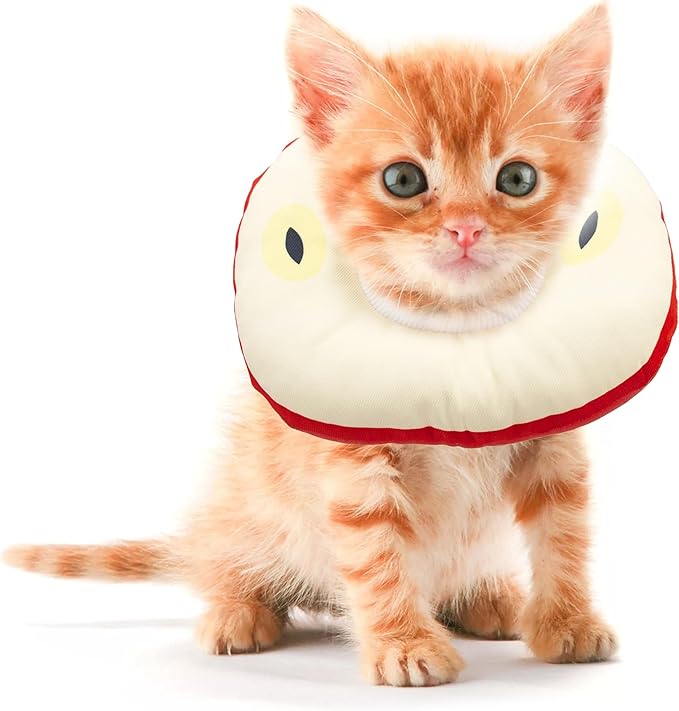 Jevnd Kitten Cones After Surgery 0-6 Months, Donut Extra Small Kitten Cone Collar Soft to Stop Licking Neck, Elizabethan e Collar for Recovery, xs Small Cat Cone Spray, Pet Soft Cone for Cats Apple S