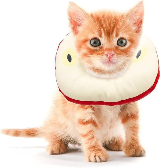 Jevnd Kitten Cones After Surgery 0-6 Months, Donut Extra Small Kitten Cone Collar Soft to Stop Licking Neck, Elizabethan e Collar for Recovery, xs Small Cat Cone Spray, Pet Soft Cone for Cats Apple S