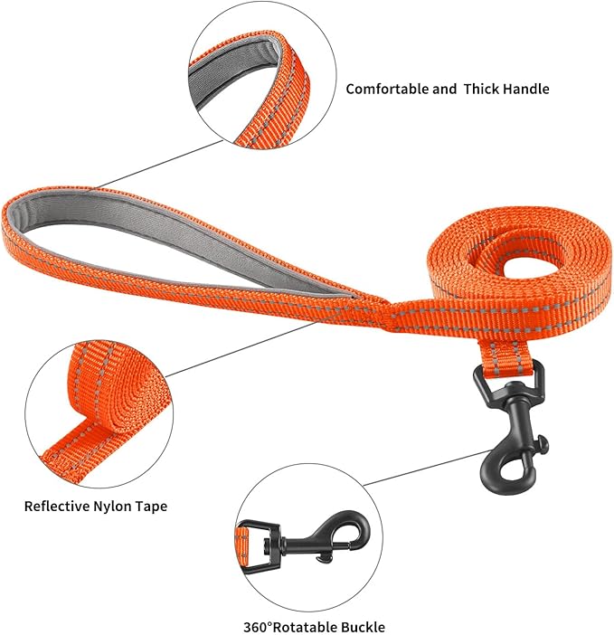 Hipubby Dog Harness and Leash Set, No Pull Soft Mesh Puppy Harness for Small Medium Dogs, Cats - Step in Reflective Breathable Lightweight Vest Harness for Walking, Training - Orange, L