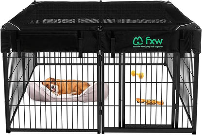 FXW Homeplus Unleashed Indoor Dog Playpen - Stress-Free and Safe Play, Heavy Duty 32 Inch 8 Panels with Playpen Cover for Small and Medium Dogs, Black│Patented