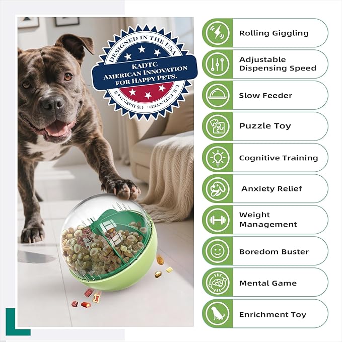 KADTC Extra-Large Size Durable Dog Treat Dispenser - Giggle Ball for Aggressive Chewers Breed Dogs Giggling Balls Indestructible Food Dispensing Toy Interactive Play Indoor & Outdoor