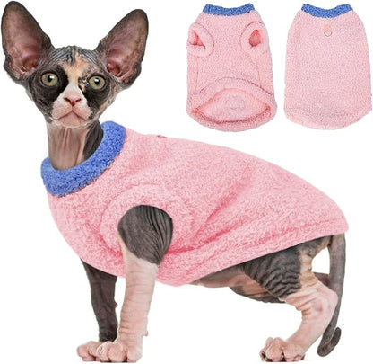 ADNIKIA Cat Sweater, Warm Kitten Coat Fleece Vest, Sphynx Hairless Cat Shirts, Soft Pajamas for Cats Only