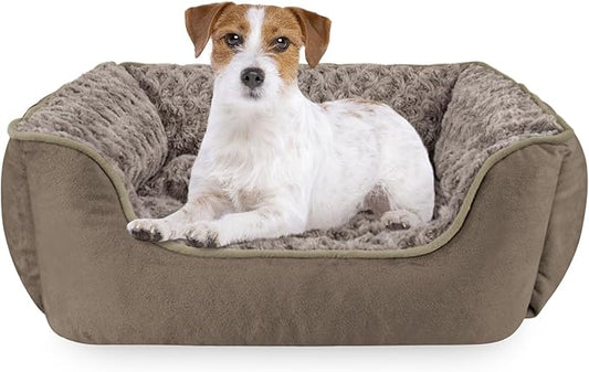 JOEJOY Rectangle Dog Bed for Large Medium Small Dogs - Washable Orthopedic Sofa Bed, Soft Breathable Puppy & Pet Cuddler, Durable Calming Dog Bed with Anti-Slip Bottom, Multiple Sizes, Dark Brown