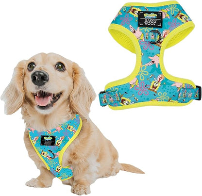 Sassy Woof Dog Adjustable Harness - Spongebob Squarepants™ Jelly Fishin' - XS, Breathable Mesh, No Pull Design with Two D-Rings, Patented Design, Perfect for Small Dogs - Officially Licensed
