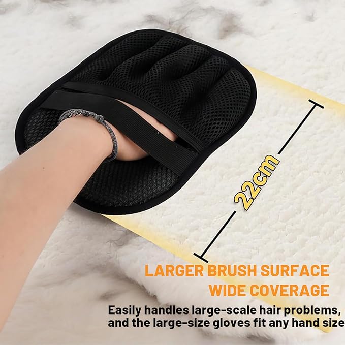 Five-Finger Electrostatic Pet Hair Remover Glove, Reusable Washable Magic Brush Pet Hair Remover Tool for Laundry, Couch, Carpet, Car Seat (2pcs)