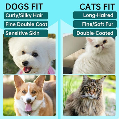 Self-Cleaning Slicker Brush for Dogs & Cats, 3-in-1 Grooming Kit with Detangling Comb & Storage Box, Deshedding Tool for Long Short Hair Pets, Skin-Friendly Brush Prevents Matting & Tangles